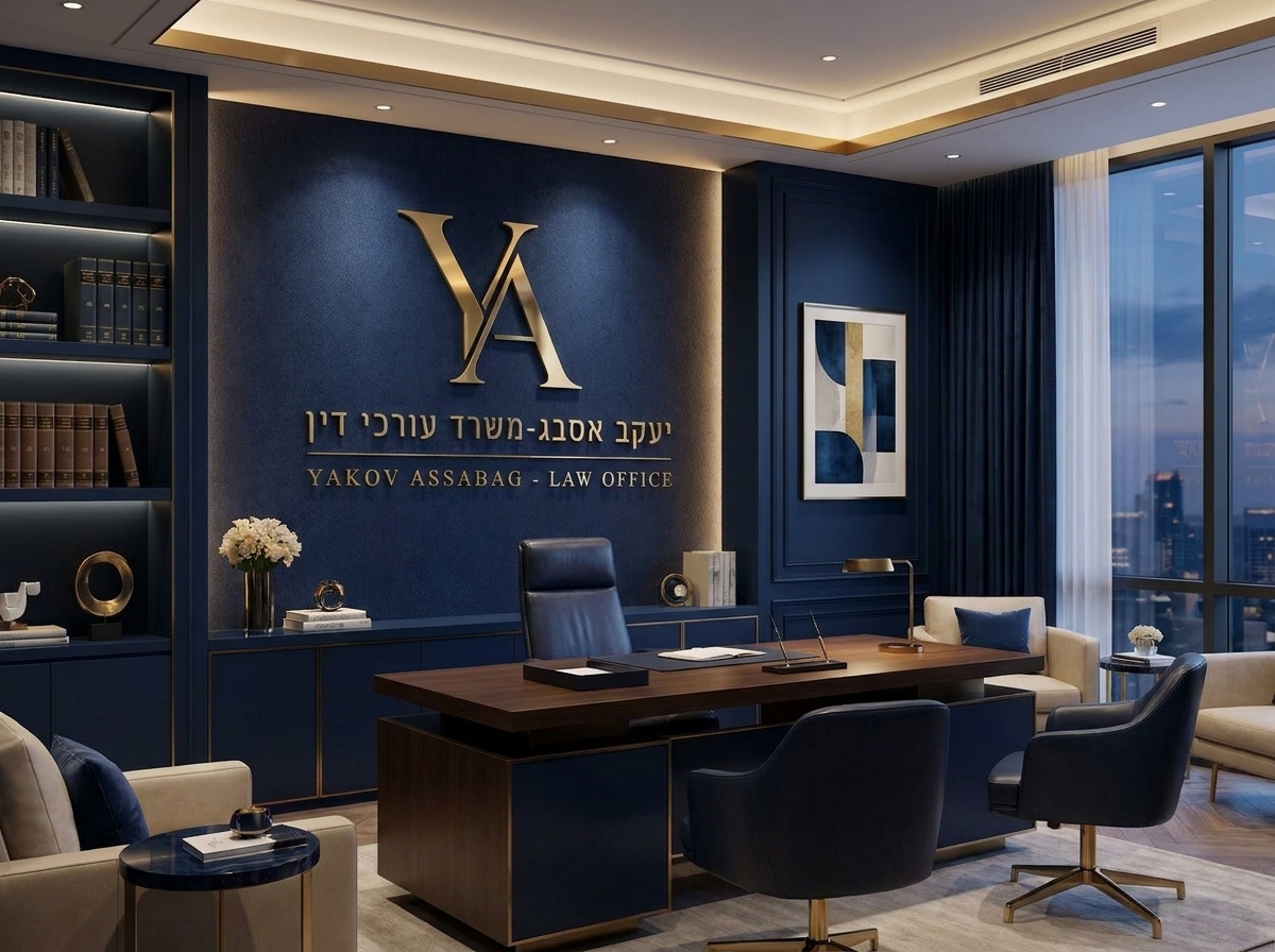 משרד עורכי דין יעקב אסבג — קיר הלוגו במשרד בבאר שבע